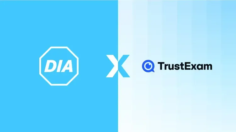 DIA logo and TrustExam logo side by side, indicating a partnership.